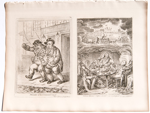 original Gillray plates "Delicious Dreams! Castles in the Air!""Pillars of the Constitution"